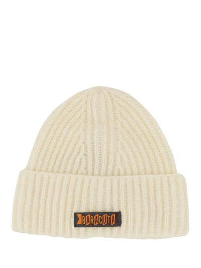 Baracuta Classic Beanie Hat With Logo Patch In White