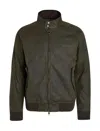 Baracuta Unisex Waxed Jacket With High Collar And Pockets In Green