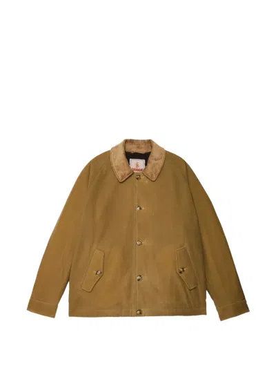 Baracuta Corduroy-collar Button-up Jacket In Brown