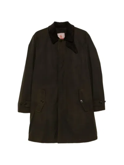 Baracuta Corduroy-collar Single-breasted Coat In Animal Print