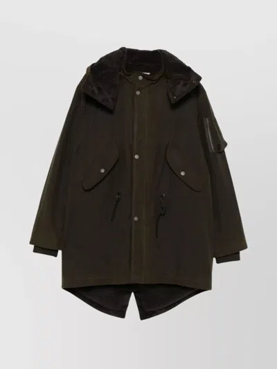 Baracuta Cotton Parka With Hood And Pockets In Gray