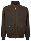 Baracuta Deep Moss Waxed Cotton Jacket With Eco Fur Lining In Green