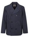 Baracuta Double-breasted Peacoat With Notched Collar And Front Pockets In Black