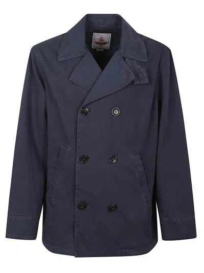 Baracuta Double-breasted Peacoat With Notched Collar And Front Pockets In Black