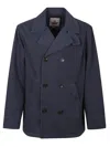 Baracuta Double-breasted Peacoat With Notched Collar And Front Pockets In Blue