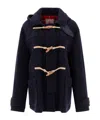 Baracuta Double Wool Short Duffle Navy Blue Montgomery Jacket In Black