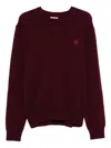 Baracuta Embroidered Crew-neck Sweater In Burgundy