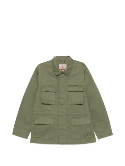 Baracuta Twill Field Jacket Shirt Collar Drawstring In Green