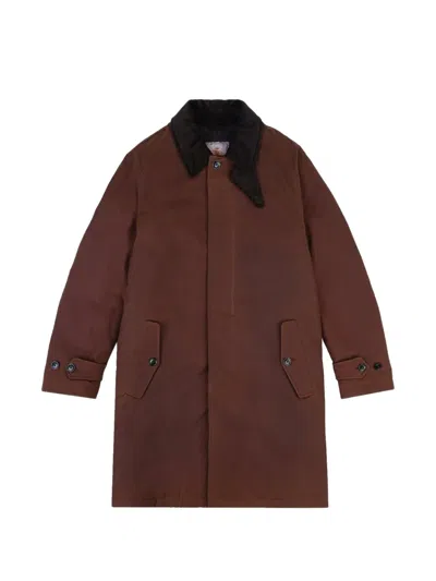 Baracuta G10 Waxed Corduroy-collar Concealed-fastening Coat In 브라운