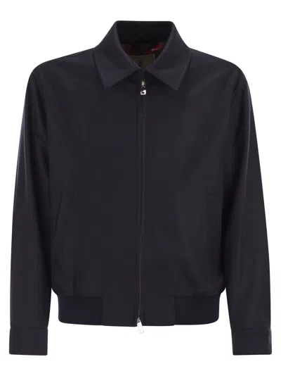 Baracuta G18 Melton - Wool And Cashmere Bomber Jacket In Blue