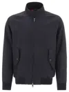Baracuta Thermal Navy Jacket With Stand-up Collar And Tartan Lining In Black