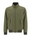 Baracuta High Collar Polyester Blend Jacket With Flap Pockets In Green