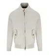 Baracuta High Collar Ribbed Hem Button Front Pockets In Neutral