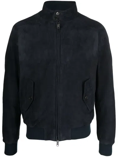Baracuta G9 Harrington Panelled Suede Jacket In Black