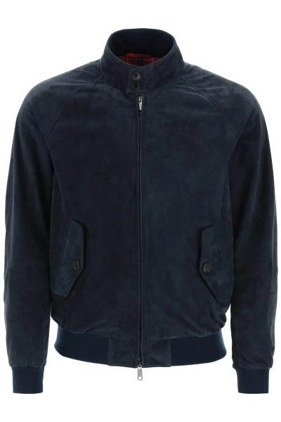 Baracuta G9 Harrington Suede Leather Jacket In Blue