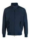 Baracuta High Collar Jacket With Ribbed Cuffs And Hem In Blue