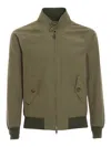 Baracuta High Collar Polyester Blend Jacket With Flap Pockets In Green