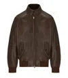 Baracuta G9 Leather Chocolate Bomber Jacket In Brown