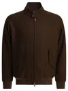 Baracuta Melton Bomber Jacket Collar Button In Brown