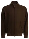 Baracuta Melton Bomber Jacket Collar Button In Brown