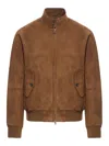 Baracuta Brown Leather Outerwear Jacket In Taupe