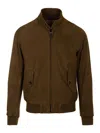 Baracuta High Neck Suede Outerwear Featuring Pockets In Green