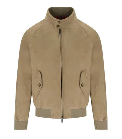 Baracuta G9 Suede Storm Bomber Jacket In Brown