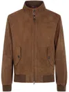 Baracuta G9 Suède Dark Olive Bomber Jacket In Brown