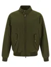 Baracuta High Collar Polyester Blend Jacket With Flap Pockets In Green