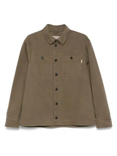 Baracuta Canvas Bomber Jacket With Chest Pockets In Brown