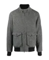 Baracuta Herringbone-patterned Bomber Jacket With Buttoned Pockets In Gray