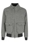 Baracuta Herringbone-patterned Bomber Jacket With Buttoned Pockets