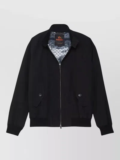 Baracuta Jacket Buttoned Pockets Ribbed Cuffs Hem In Black