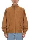 Baracuta Brown Leather Outerwear Jacket In Beige