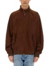 Baracuta Long-sleeved Leather Jacket In Brown