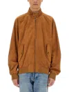 Baracuta Buttoned High Collar Jacket With Raglan Sleeves In Brown