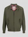 Baracuta High Collar Polyester Blend Jacket With Flap Pockets In Green