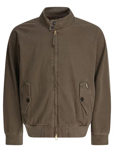Baracuta High Collar Ribbed Cuffs Front Pockets In Brown