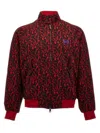 Baracuta Needle Jacquard Bomber Jacket In Red