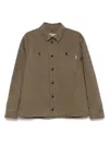 Baracuta Canvas Bomber Jacket With Chest Pockets In Brown