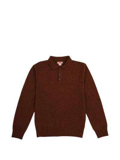 Baracuta Knitted Polo Shirt In Brown