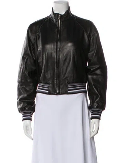 Pre-owned Baracuta Leather Bomber Jacket In Black