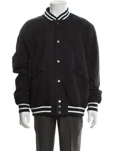 Pre-owned Baracuta Leather Bomber Jacket In Blue