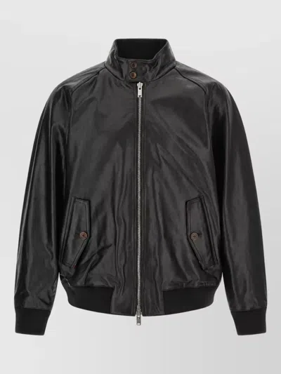 Baracuta Leather Harrington Jacket In Multi