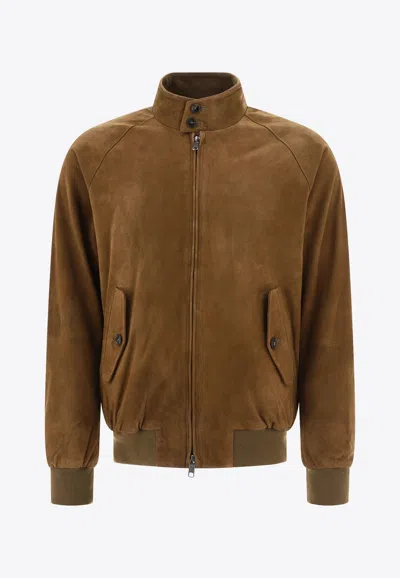 Baracuta Leather Zip-up Jacket In Brown