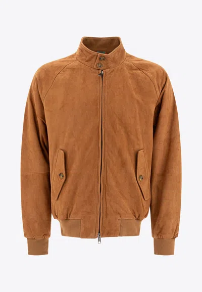 Baracuta Leather Zip-up Jacket In Brown