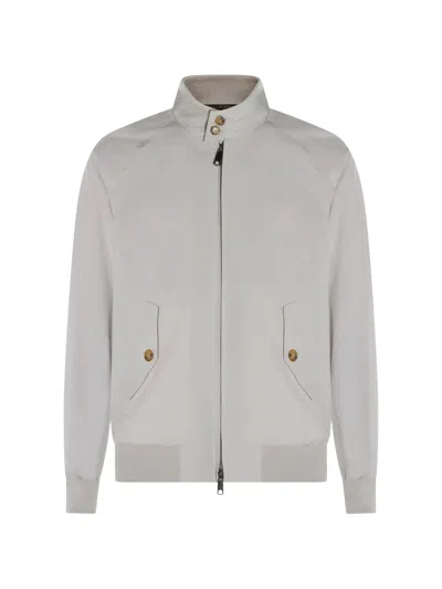 Baracuta Lightweight Minimalist Stand Collar Jacket In Gray