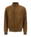 Baracuta Long-sleeved Leather Jacket In Gray