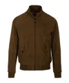 Baracuta Minimalist Brown Suede Jacket With Ribbed Details In Gray