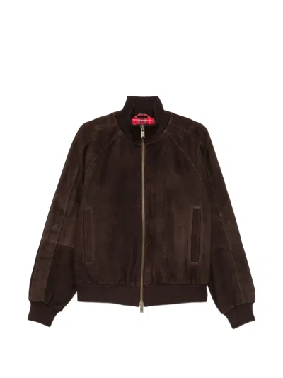 Baracuta Long-sleeve Leather Jacket In Brown